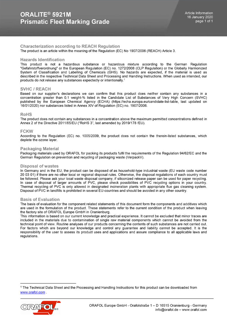 Oralite 5921m Article-information