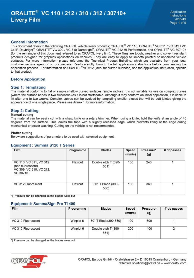 Oralite VC212 – Application