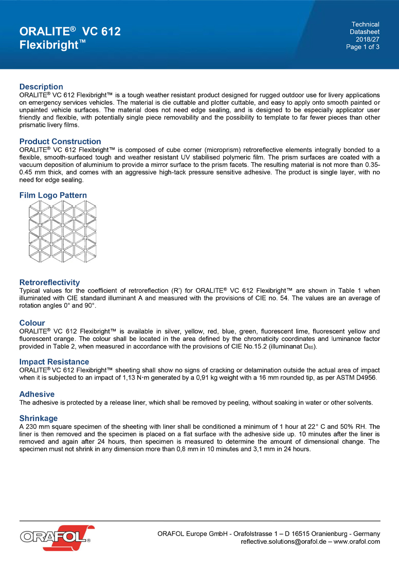 Oralite vc612 technical-data