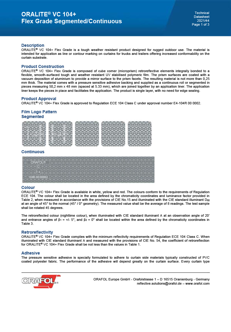 Oralite VC 104 plus Flex Grade Segmented - Continous Data sheet Europe EN