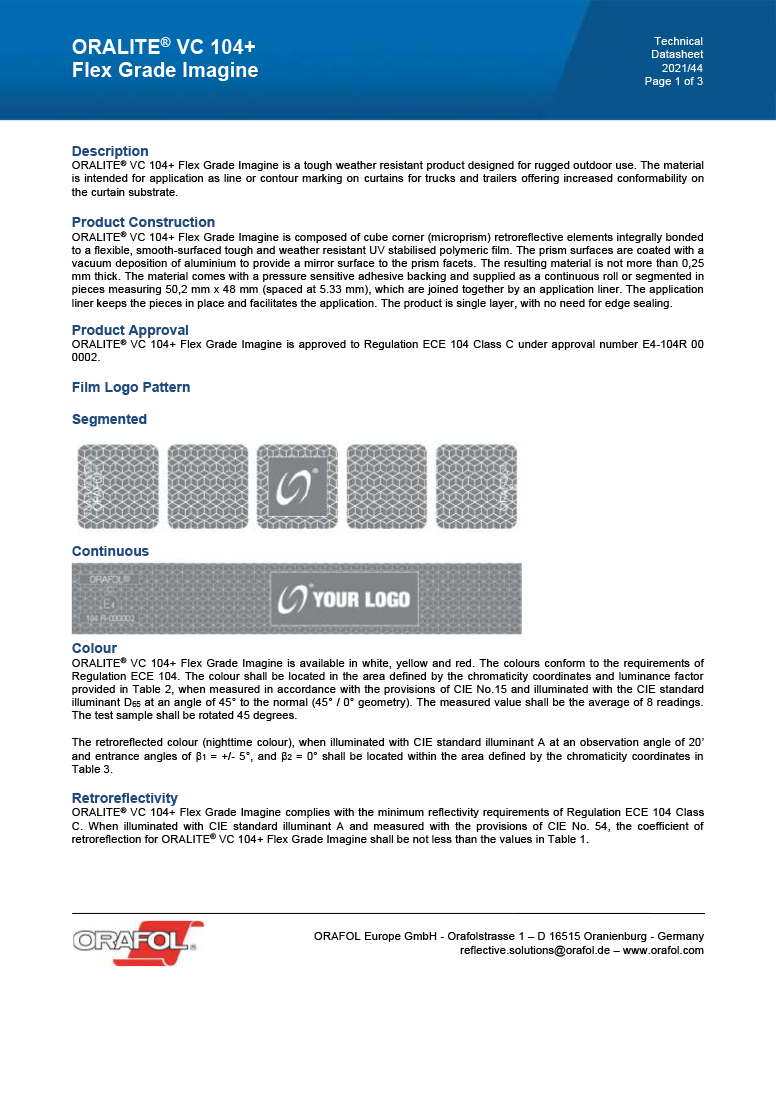 Oralite VC 104plus Flex Grade Imagine Technical Data Sheet Europe EN