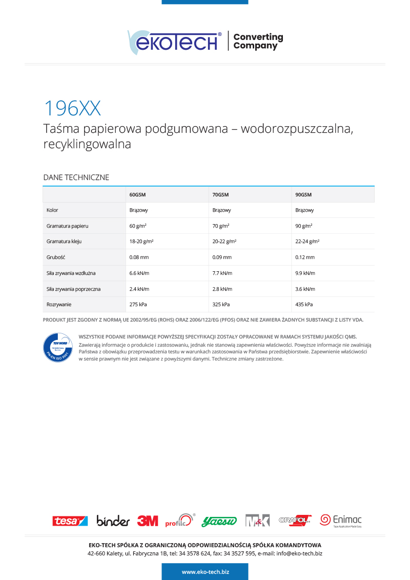Taśma papierowa gładka 196xx