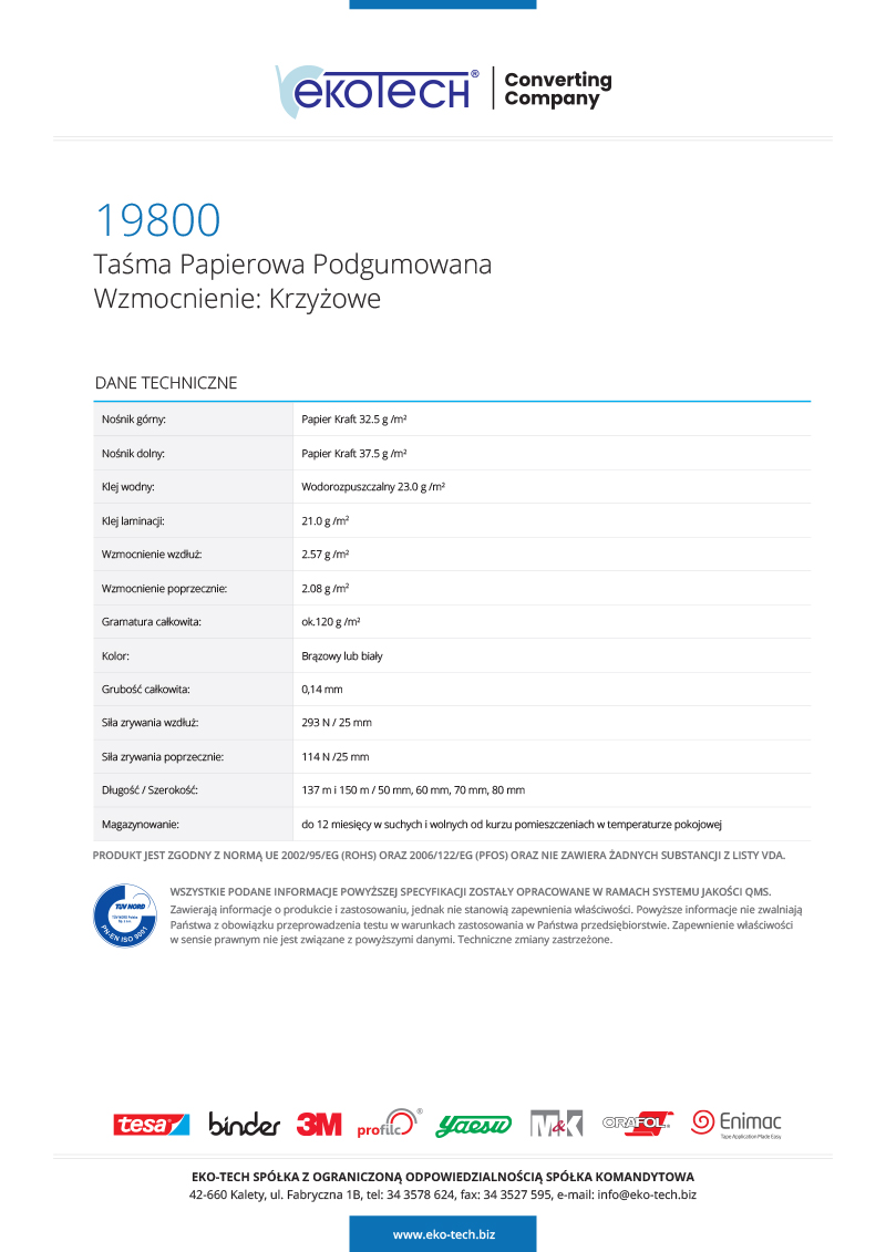 Taśma papierowa gładka 19800