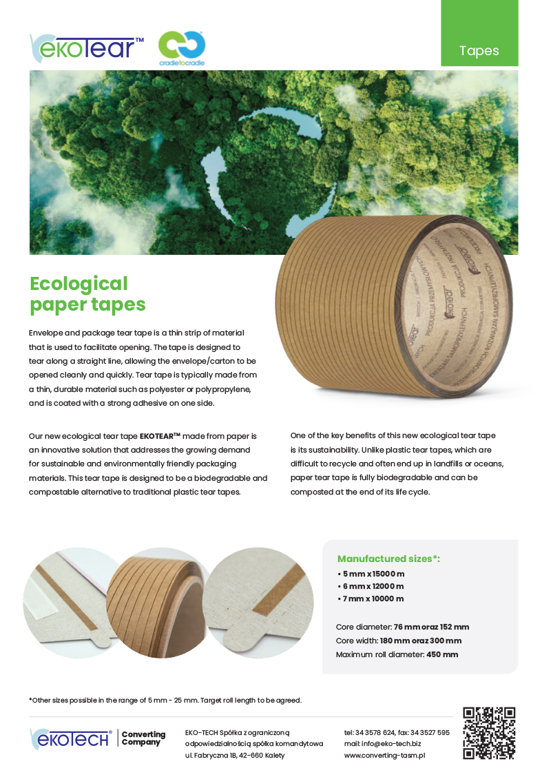 Ecological paper tapes Ekotear