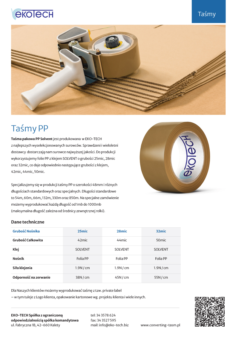 Taśmy PP, PVC