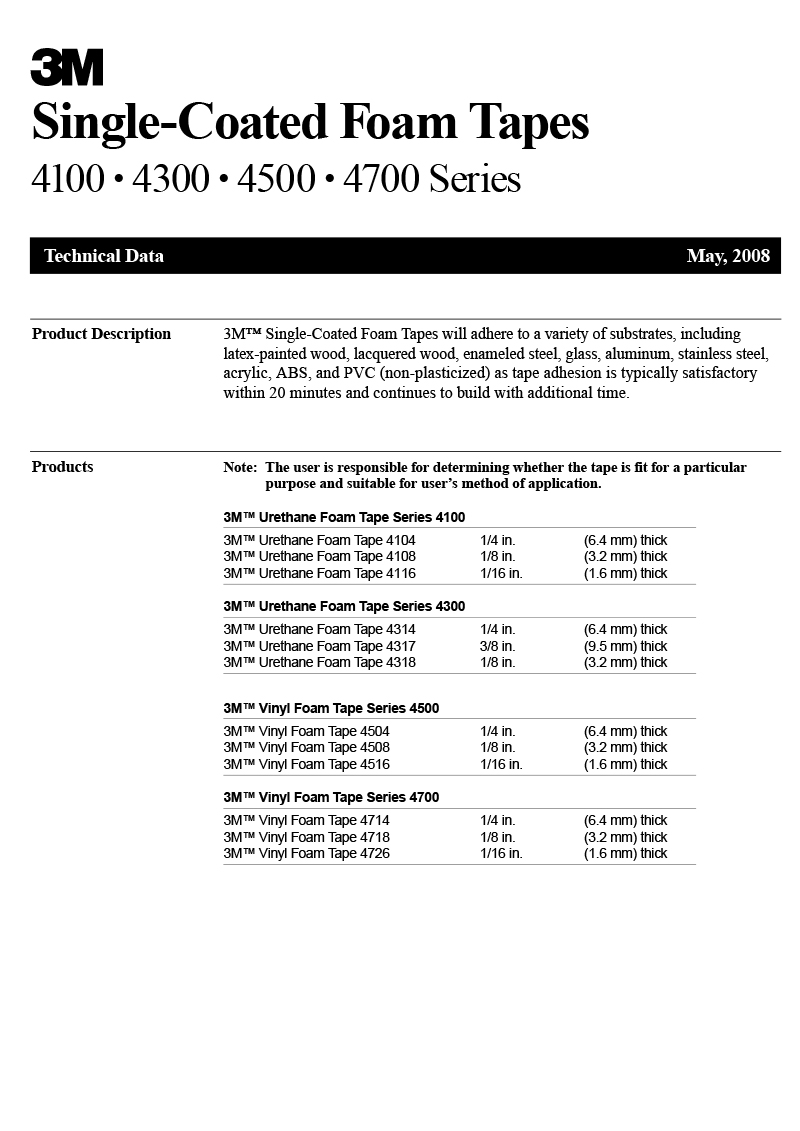 3M™ Single Sided Foam Tapes