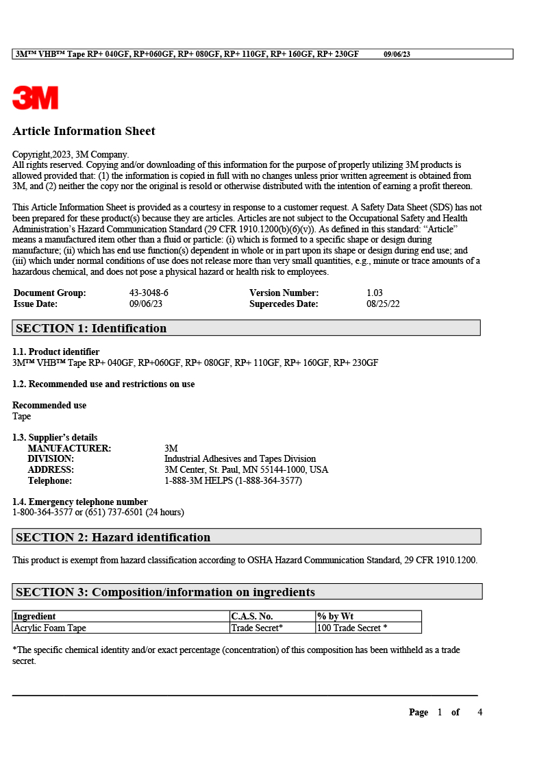 3M RPSeries_MSDS
