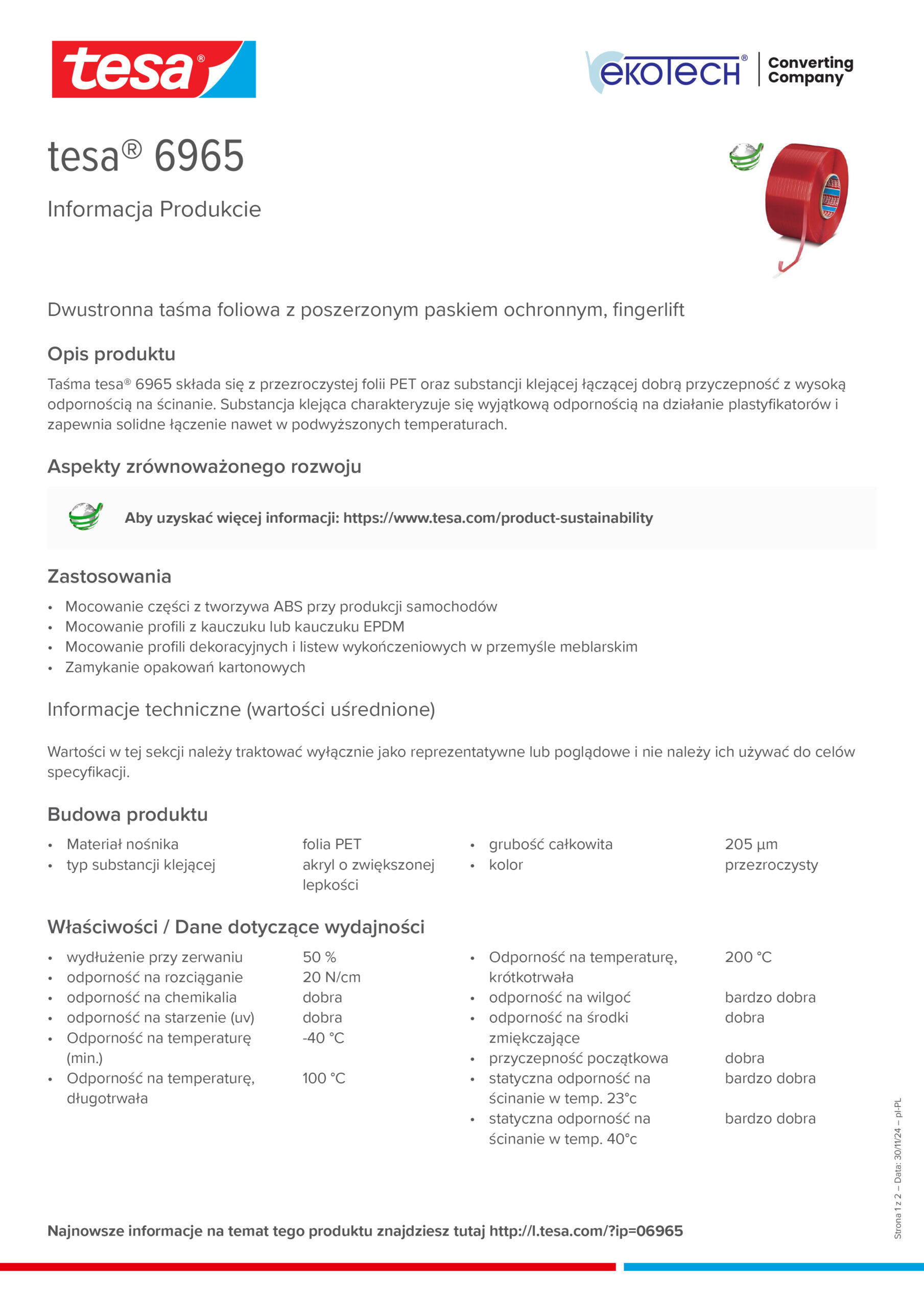 Eko-Tech Converting Company - converting-tasm-tasmy-dwustronne-tesa-6965-pl