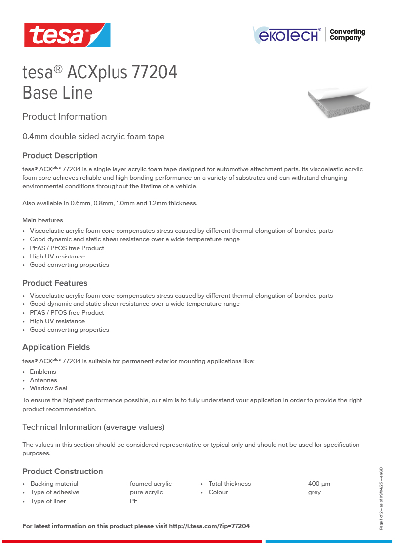 tesa® ACXplus 77204 Base Line tesa® ACXplus 77204 Base Line