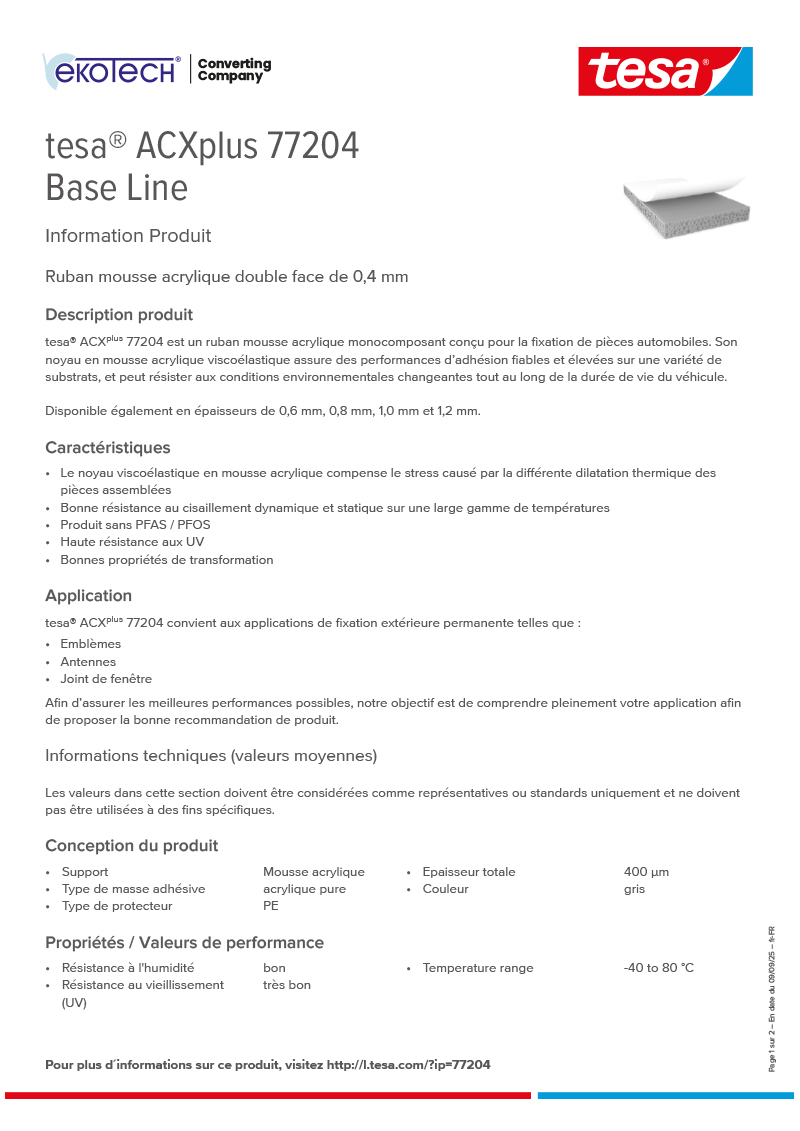 tesa® ACXplus 77204 Base Line tesa® ACXplus 77204 Base Line