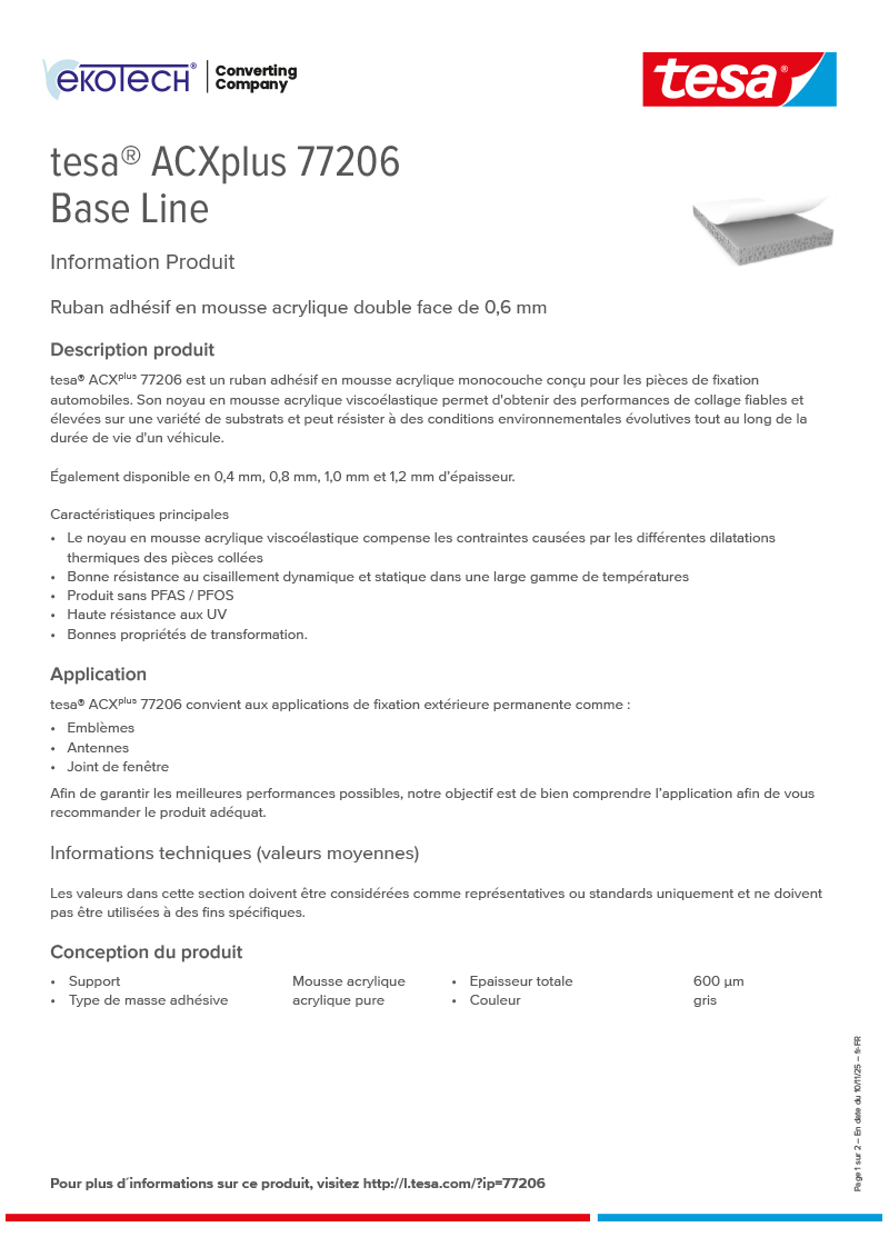 tesa® ACXplus 77206 Base Line tesa® ACXplus 77206 Base Line