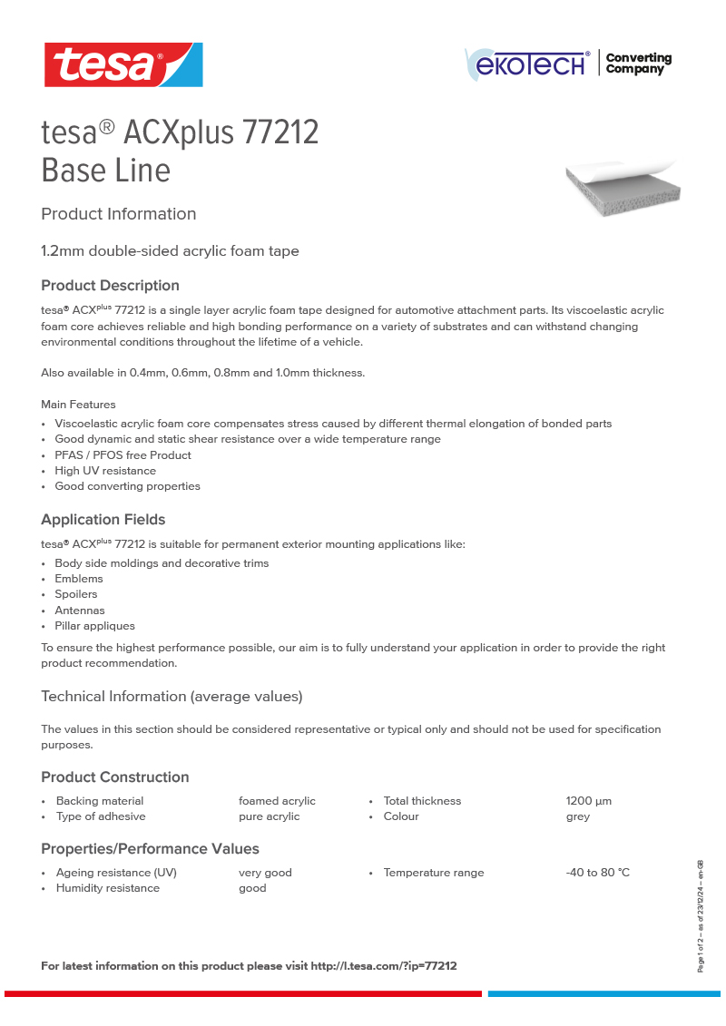 tesa® ACXplus 77212 Base Line